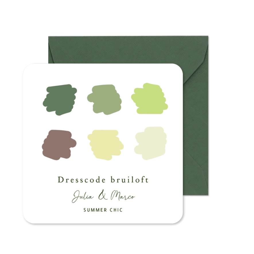 Insteekkaartje dresscode minimalistisch met verfvlekjes - Kaartimpressie