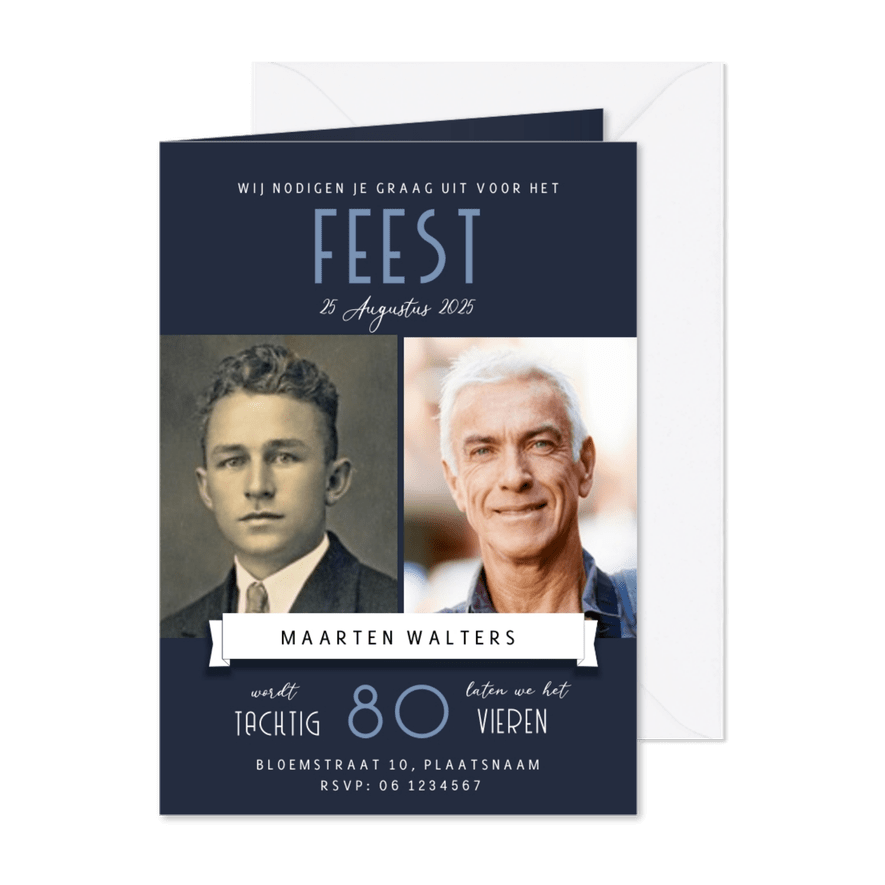 Jarig Feest 80 jaar Schoolbord - Kaartimpressie