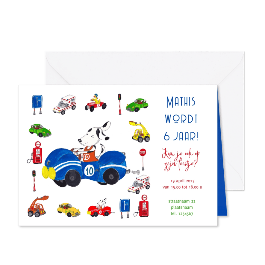 Jongens feestje autootjes - Kaartimpressie