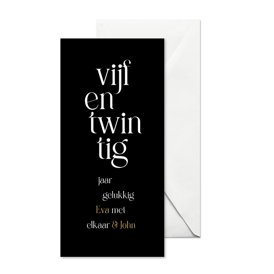 Jubileum 25 huwelijk typografisch - Kaartimpressie