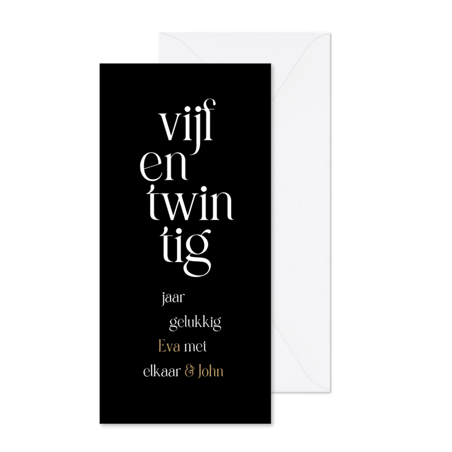 Jubileum 25 huwelijk typografisch - Kaartimpressie