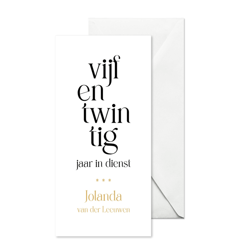 Jubileum 25 medewerker typografisch - Kaartimpressie