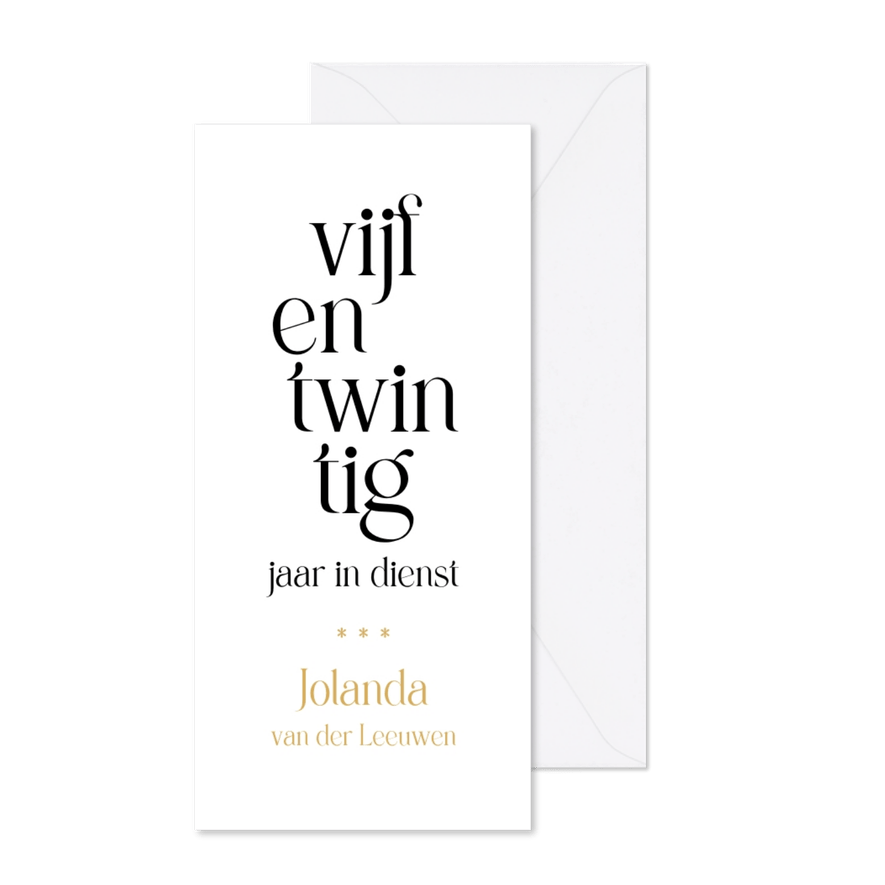 Jubileum 25 medewerker typografisch - Kaartimpressie