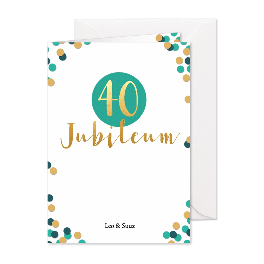 Jubileum 40 jaar met confetti - BK - Kaartimpressie