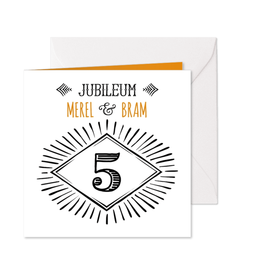 Jubileum 5 handlettering - OT - Kaartimpressie