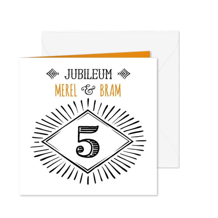 Jubileum 5 handlettering - OT - Kaartimpressie