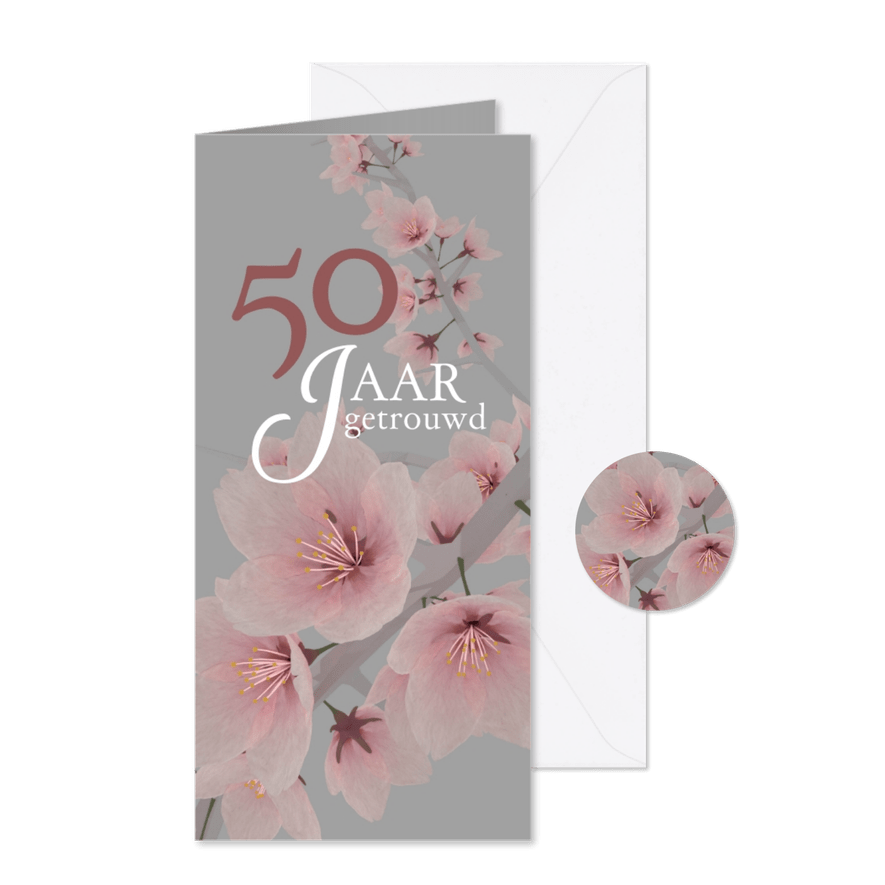 Jubileum 50 jaar getrouwd bloem - Kaartimpressie