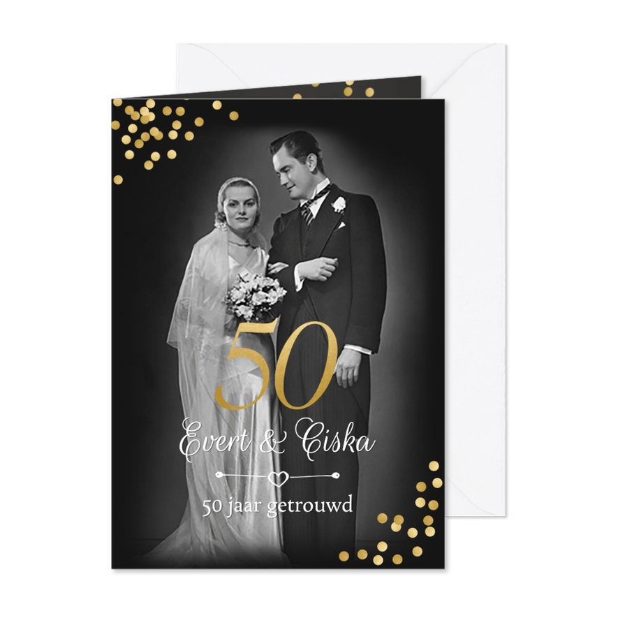 Jubileum 50 jaar getrouwd vroeger en nu - Kaartimpressie