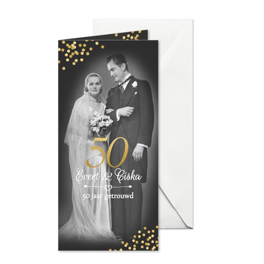 Jubileum 50 jaar met oude en nieuwe foto - Kaartimpressie