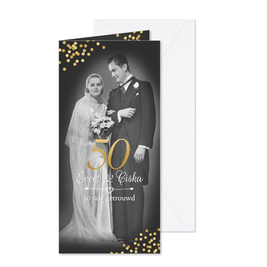 Jubileum 50 jaar met oude en nieuwe foto - Kaartimpressie