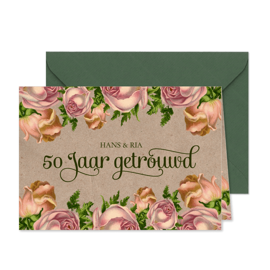 Jubileum 50 vintage rozen - Kaartimpressie