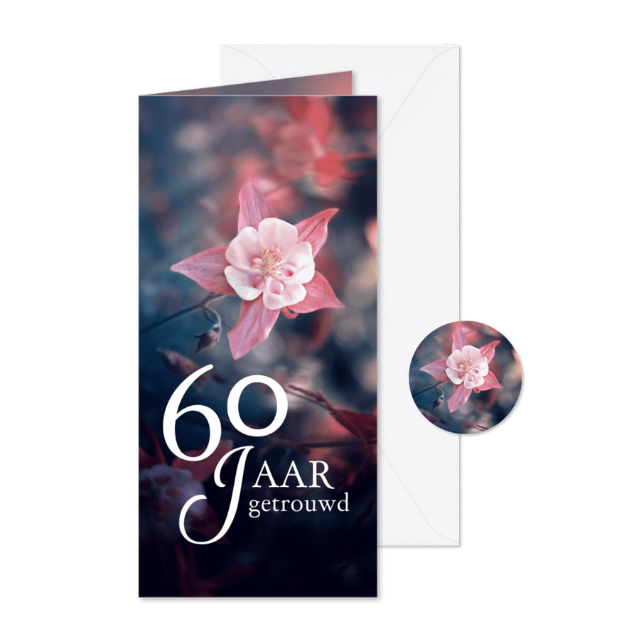 Jubileum 60 jaar getrouwd bloem - Kaartimpressie