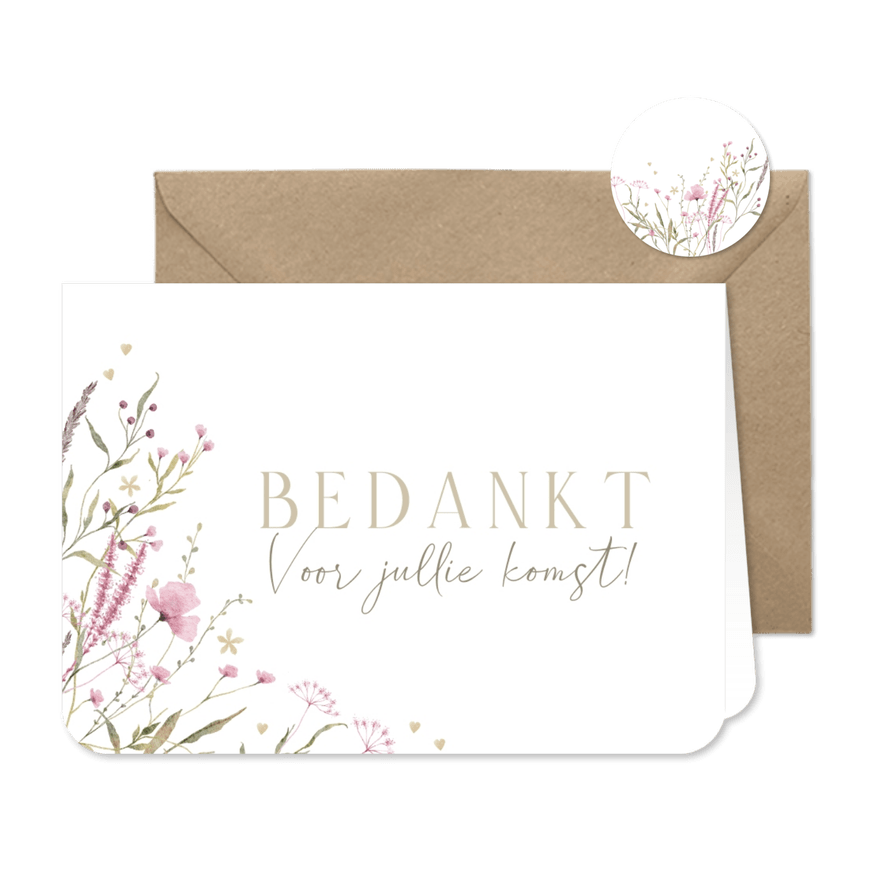 Jubileum bedankkaart met veldbloemen - Kaartimpressie