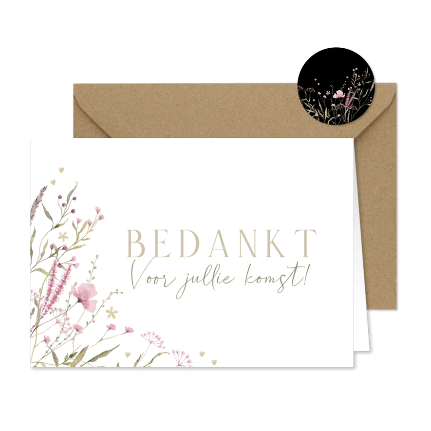 Jubileum bedankkaart met veldbloemen - Kaartimpressie