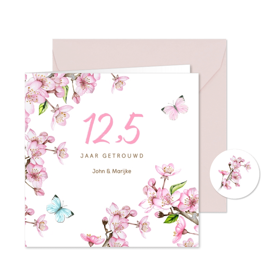 Jubileum bloesemtakken foto - Kaartimpressie