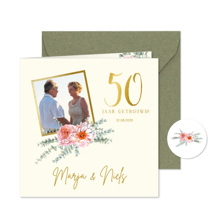 Jubileum botanische rozen eucalyptus - Kaartimpressie