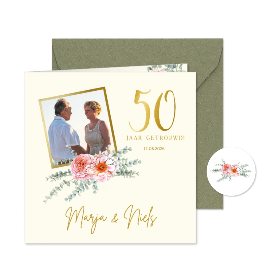 Jubileum botanische rozen eucalyptus - Kaartimpressie