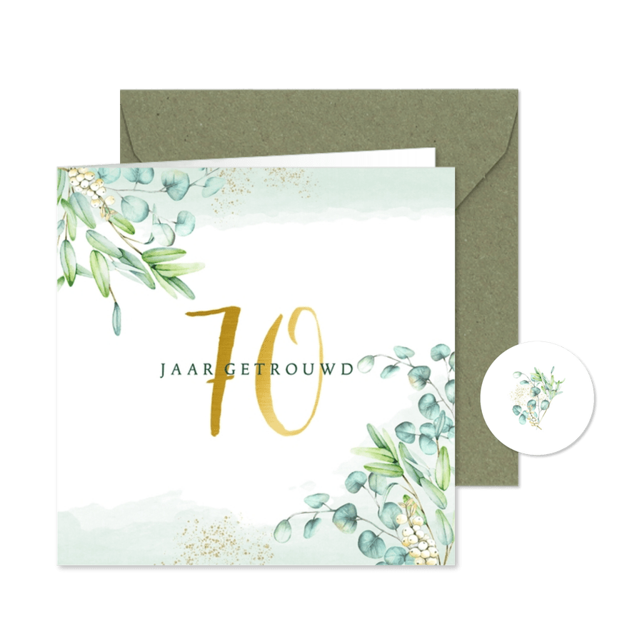 Jubileum eucalyptus goud - Kaartimpressie