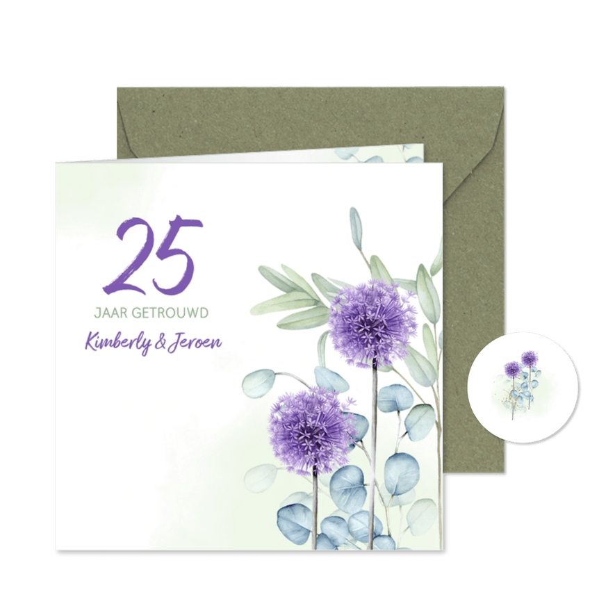 Jubileum eucalyptus paarse allium - Kaartimpressie