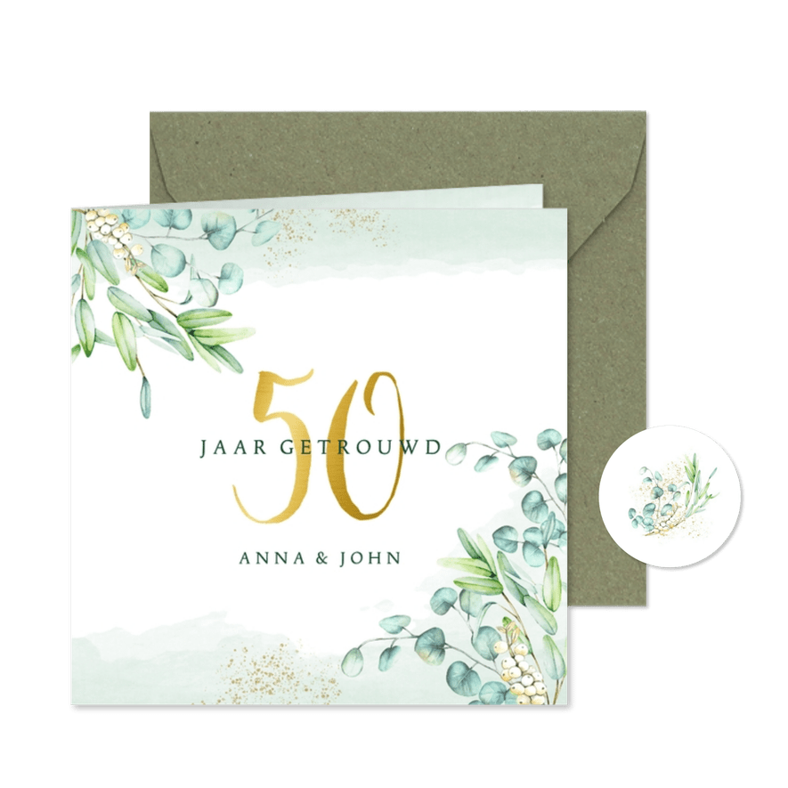 Jubileum euqalyptusblad - Kaartimpressie