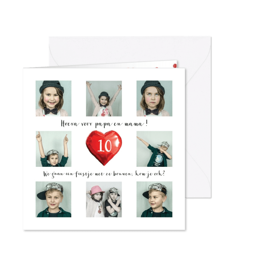 Jubileum fotocollage met afbeelding folie hart - Kaartimpressie