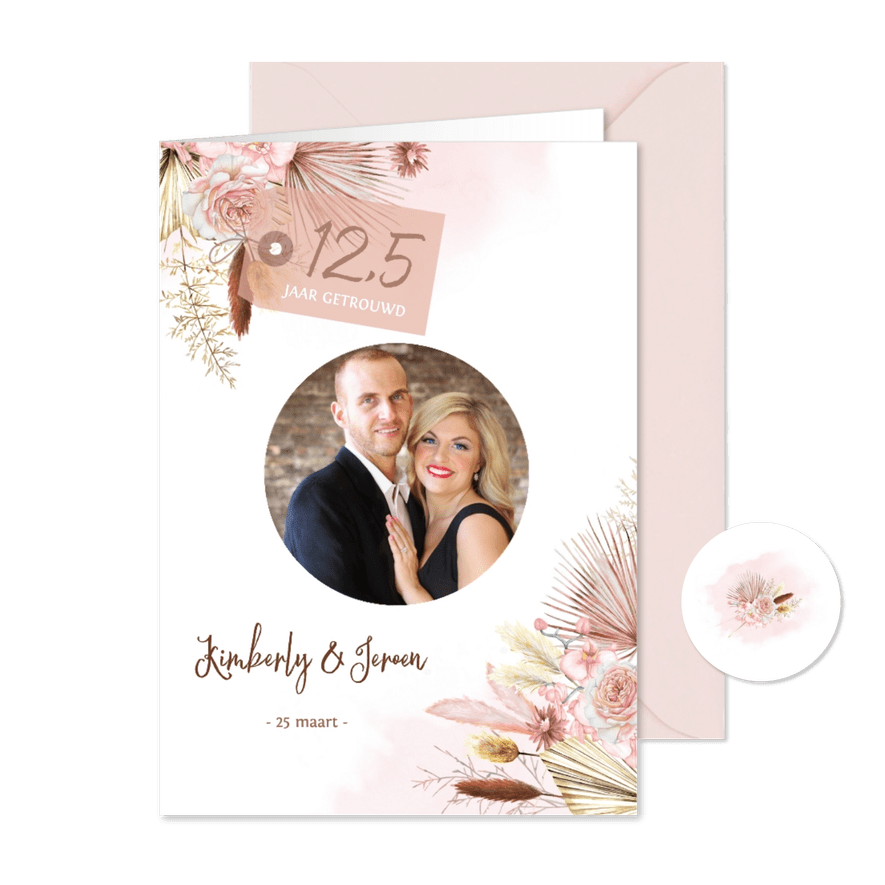 Jubileum hippe droogbloemen - Kaartimpressie