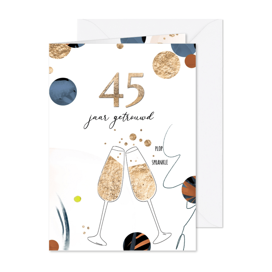 Jubileum huwelijk 45 - confetti - Kaartimpressie