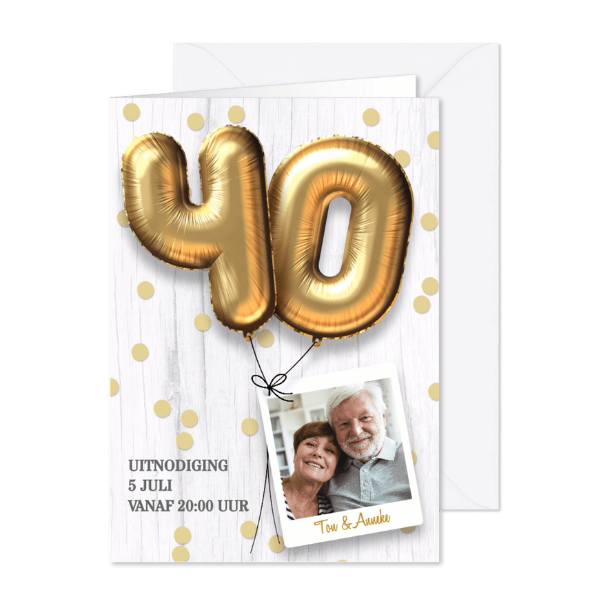 Jubileum huwelijk uitnodiging 40 jaar - Kaartimpressie
