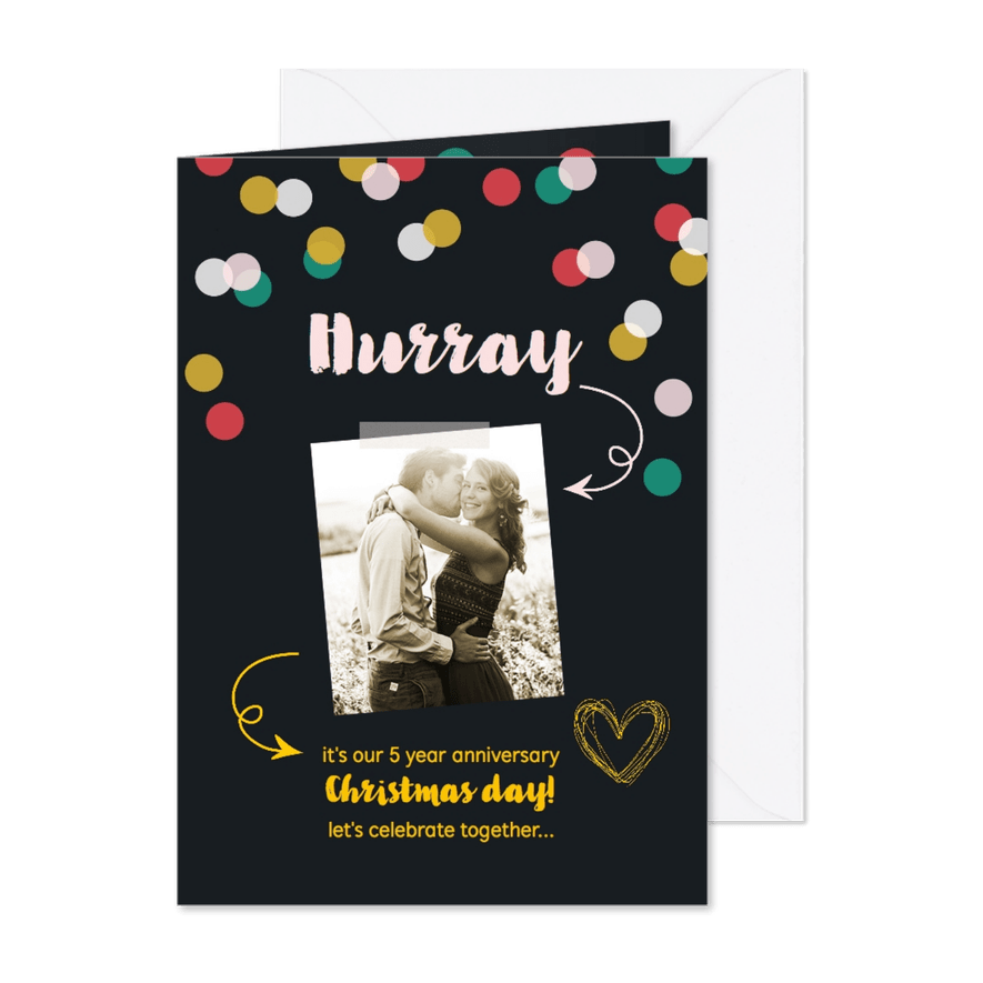Jubileum kerstkaart met hippe confetti - Kaartimpressie