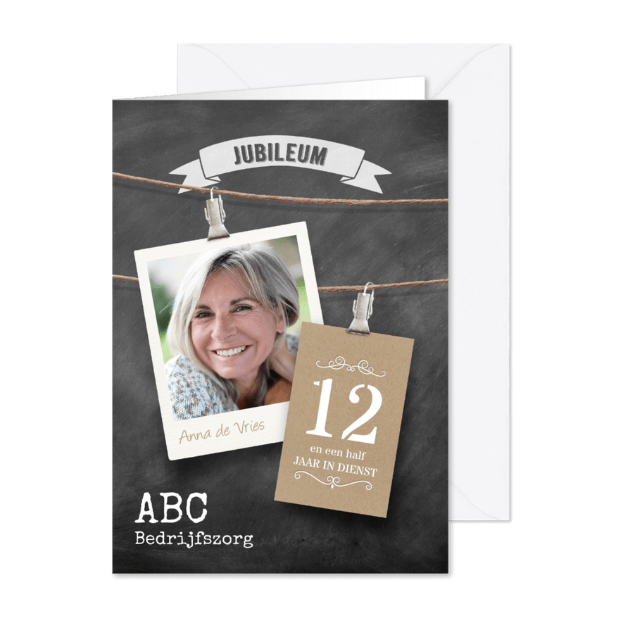 Jubileum medewerker krijtbord - Kaartimpressie
