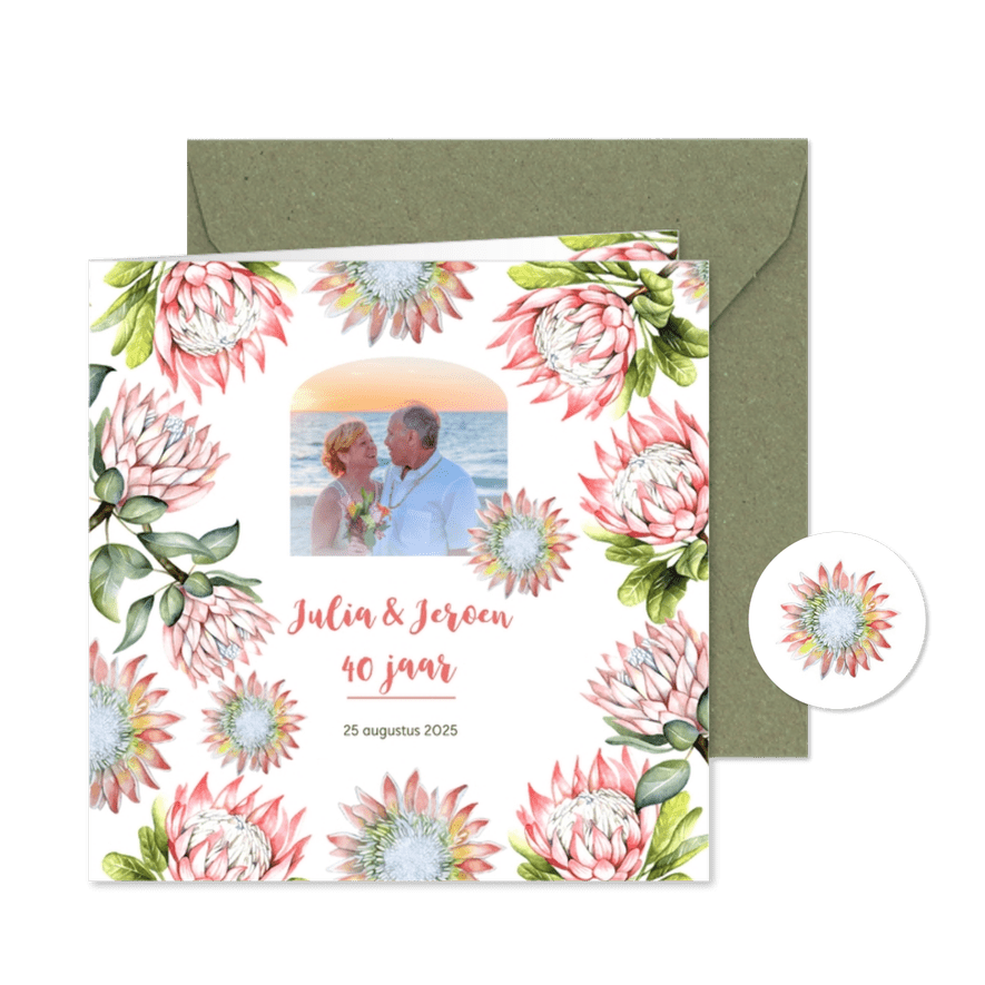 Jubileum protea tropisch - Kaartimpressie