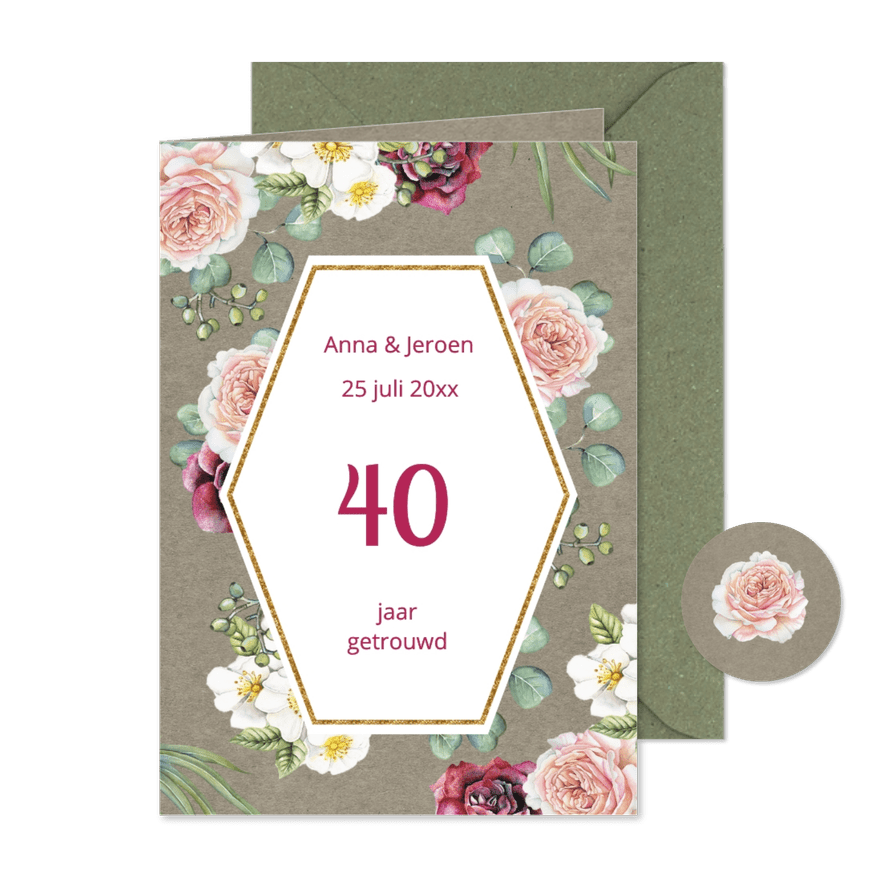 Jubileum rozen op craft - Kaartimpressie