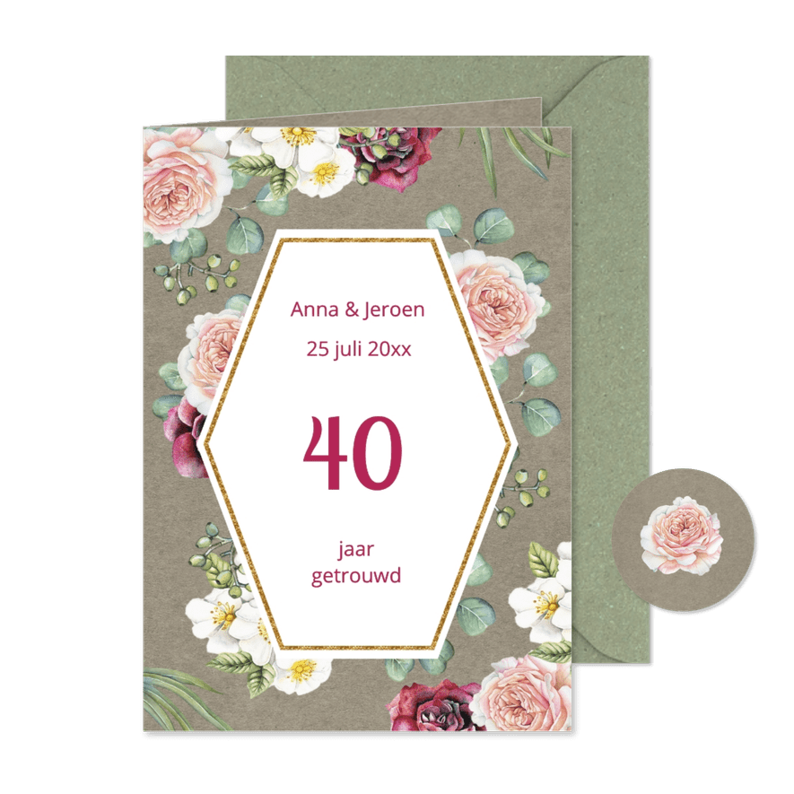 Jubileum rozen op craft - Kaartimpressie