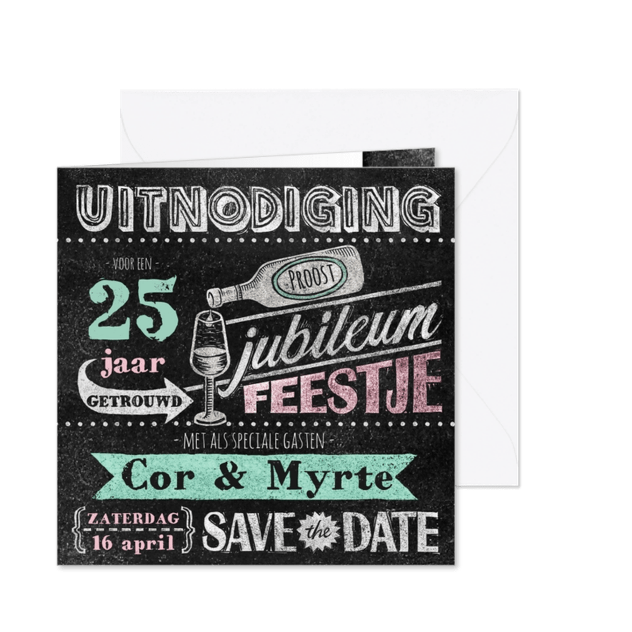Jubileum stempel krijt drankje - Kaartimpressie