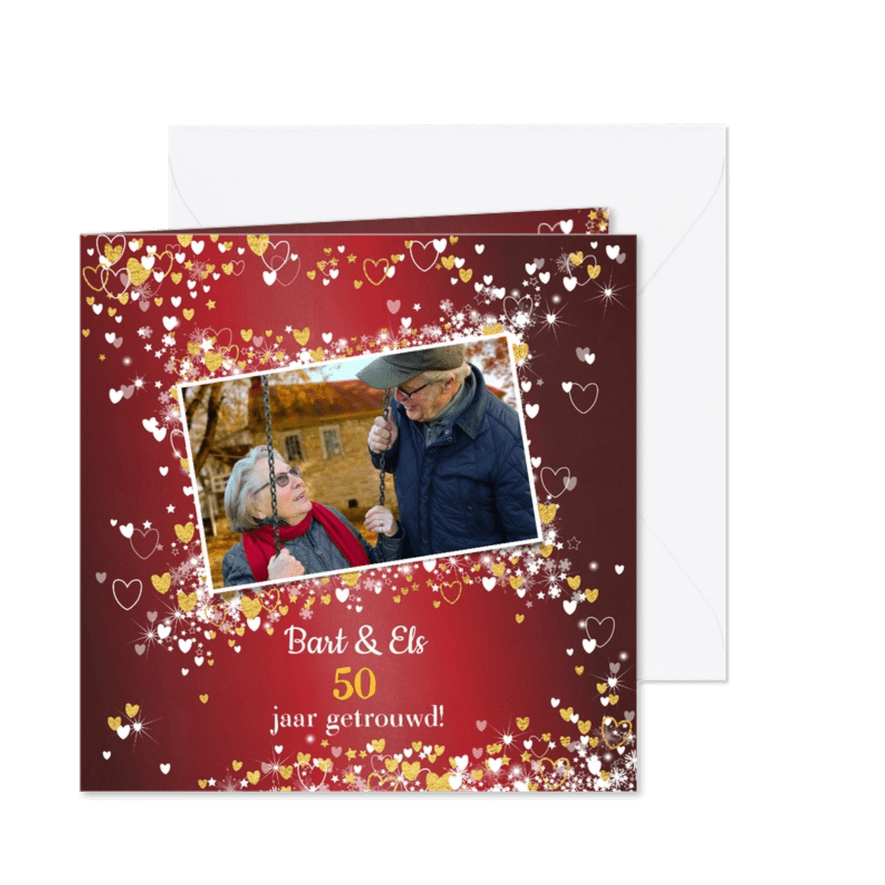 Jubileum trouwdag stijlvolle rode uitnodiging - Kaartimpressie