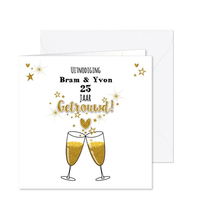 Jubileum trouwdag stijlvolle uitnodiging - Kaartimpressie