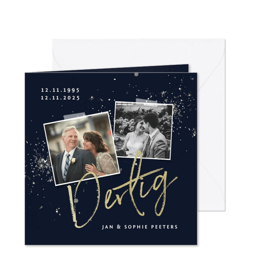 Jubileum uitnodiging 30 jaar sparkle en foto's - Kaartimpressie