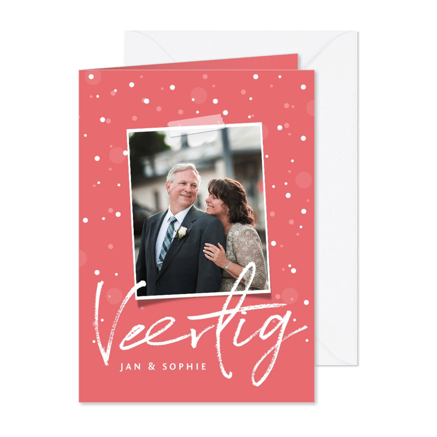 Jubileum uitnodiging 40 jaar stijlvol met confetti - Kaartimpressie