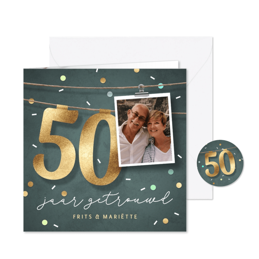 Jubileum uitnodiging 50 jaar feestelijk koort getal - Kaartimpressie