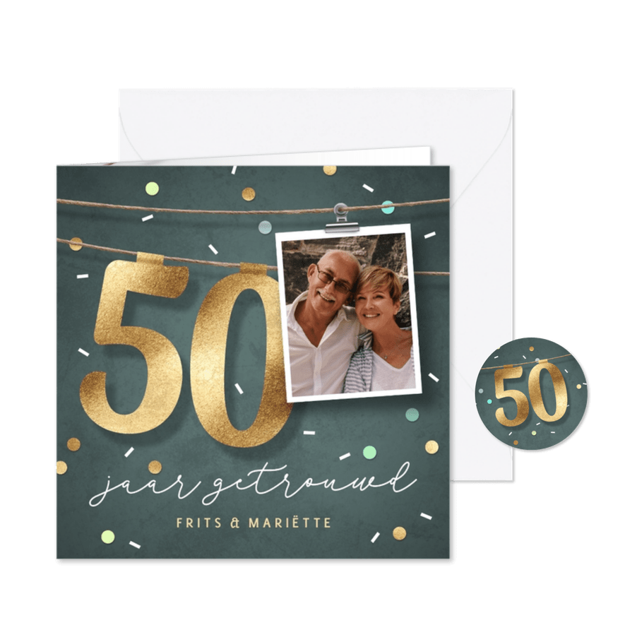 Jubileum uitnodiging 50 jaar feestelijk koort getal - Kaartimpressie