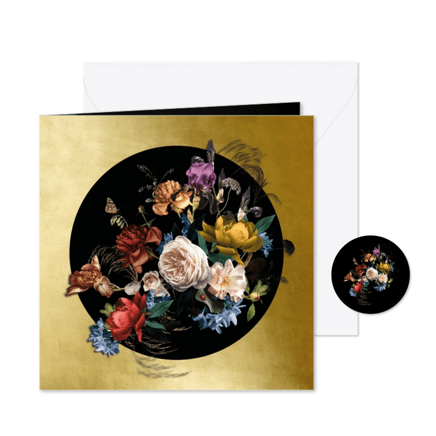 Jubileum uitnodiging  bloemen oude meesters - Kaartimpressie