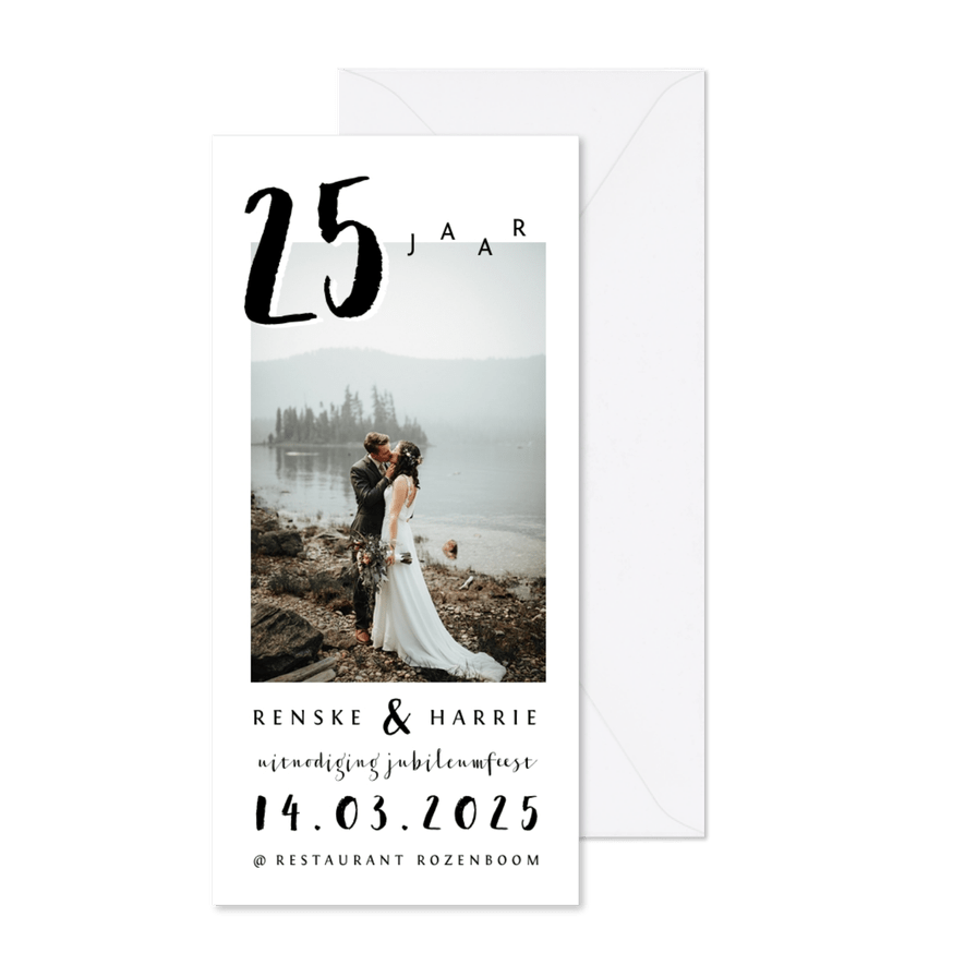 Jubileum uitnodiging huwelijk stijlvol met foto - Kaartimpressie