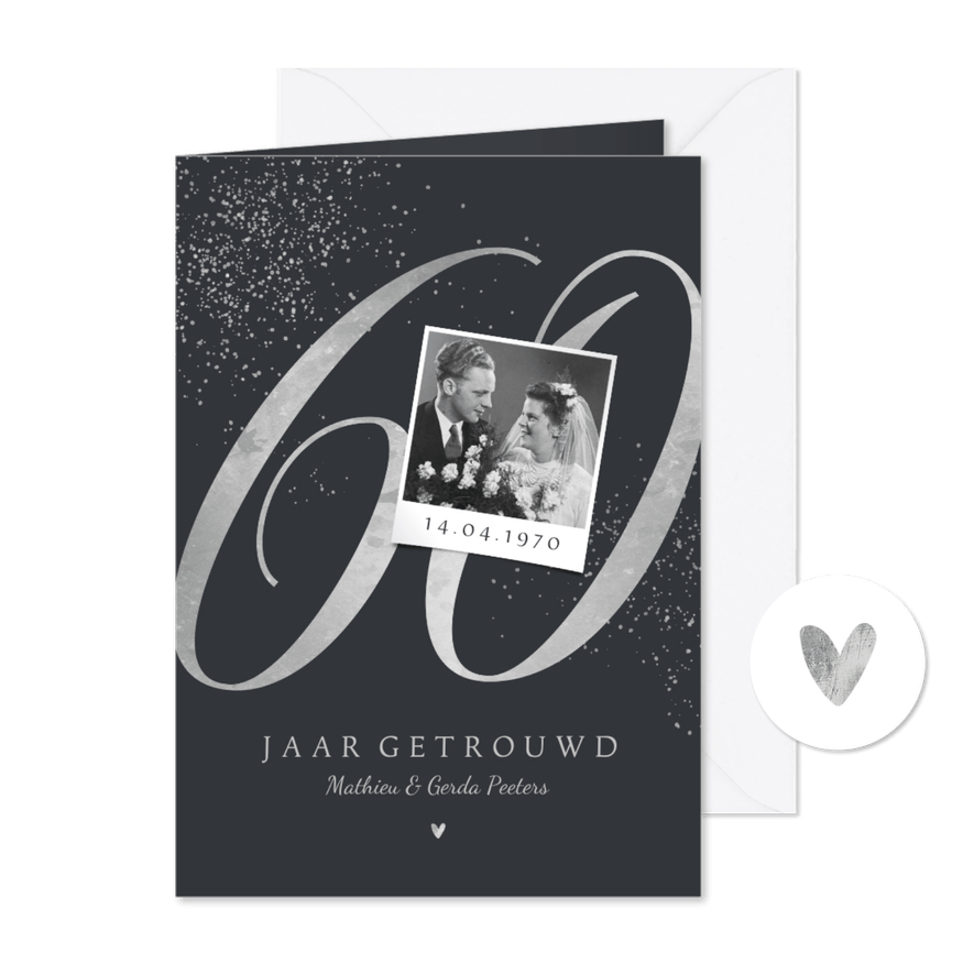 Jubileum uitnodiging klassiek 60 jaar diamant krijtbord - Kaartimpressie