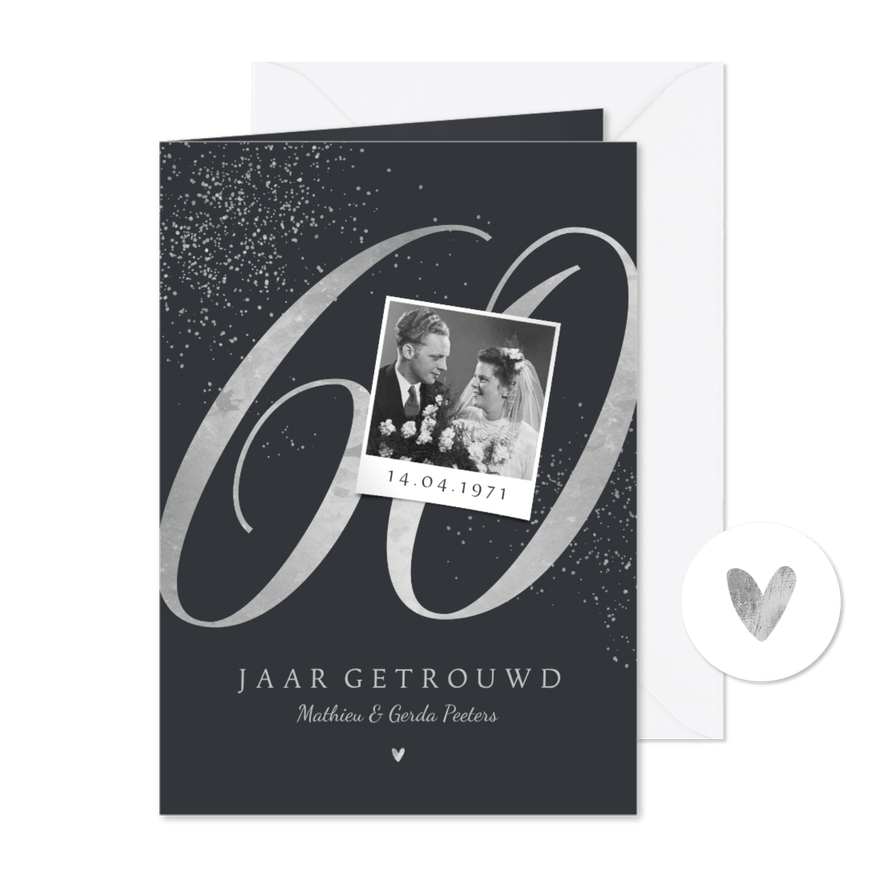 Jubileum uitnodiging klassiek 60 jaar diamant krijtbord - Kaartimpressie