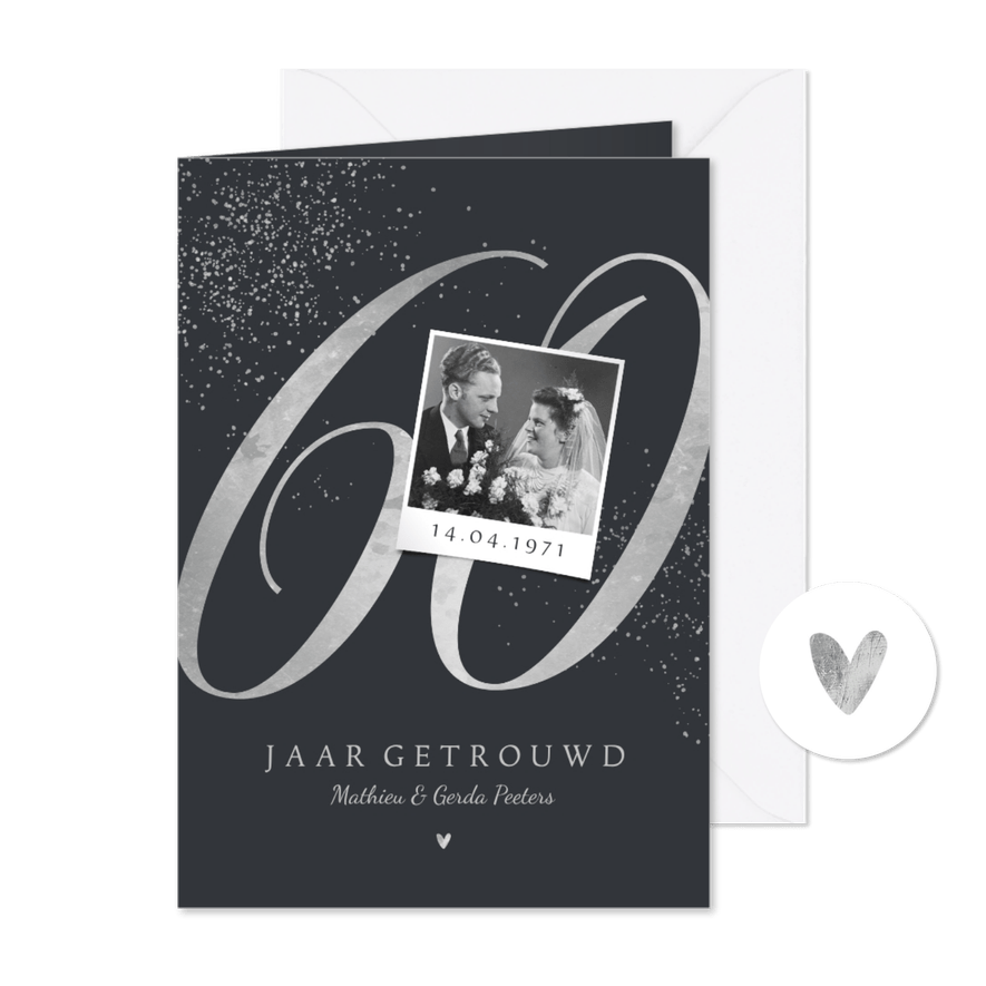 Jubileum uitnodiging klassiek 60 jaar diamant krijtbord - Kaartimpressie