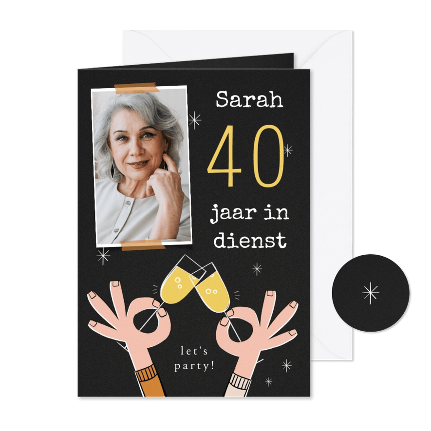 Jubileum uitnodiging retro met foto en illustratie - Kaartimpressie