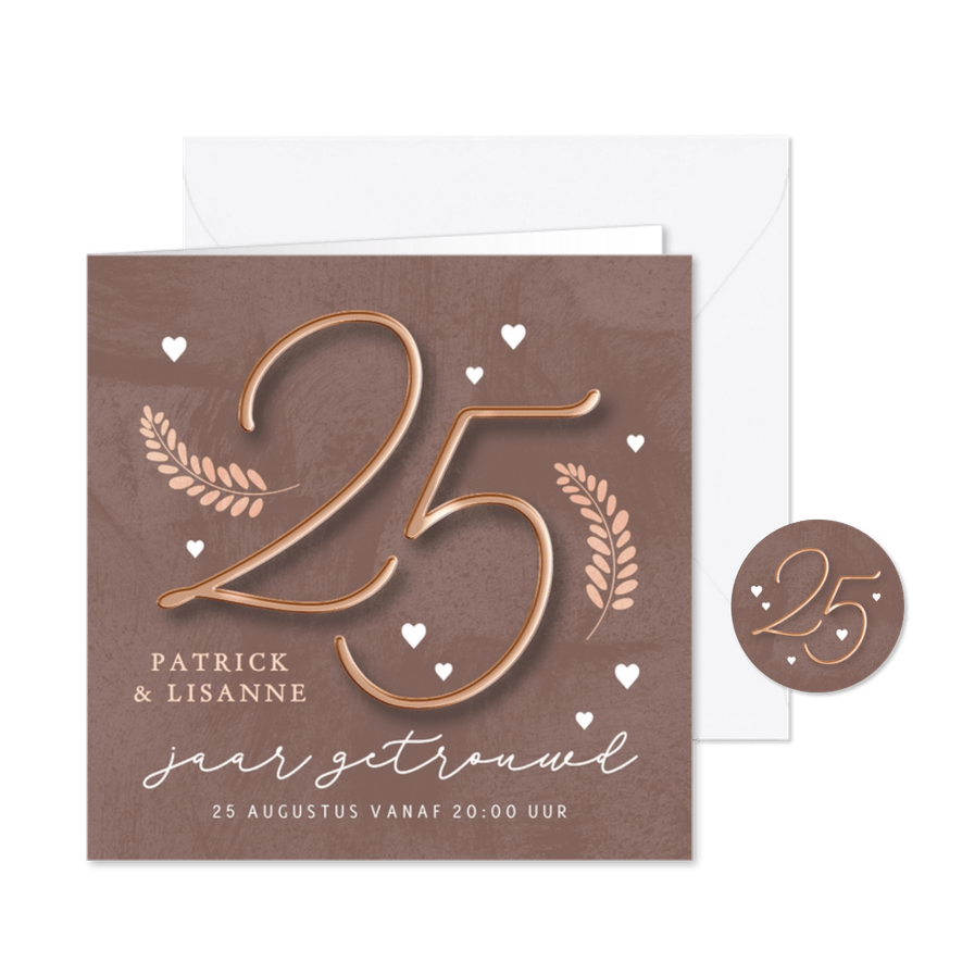 Jubileum uitnodiging stijlvol getal 25 - Kaartimpressie
