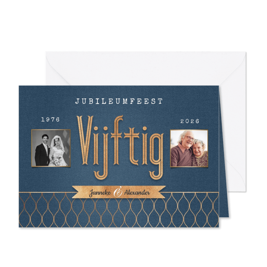 Jubileum vijftig 50 jaar vintage goud foto's - Kaartimpressie