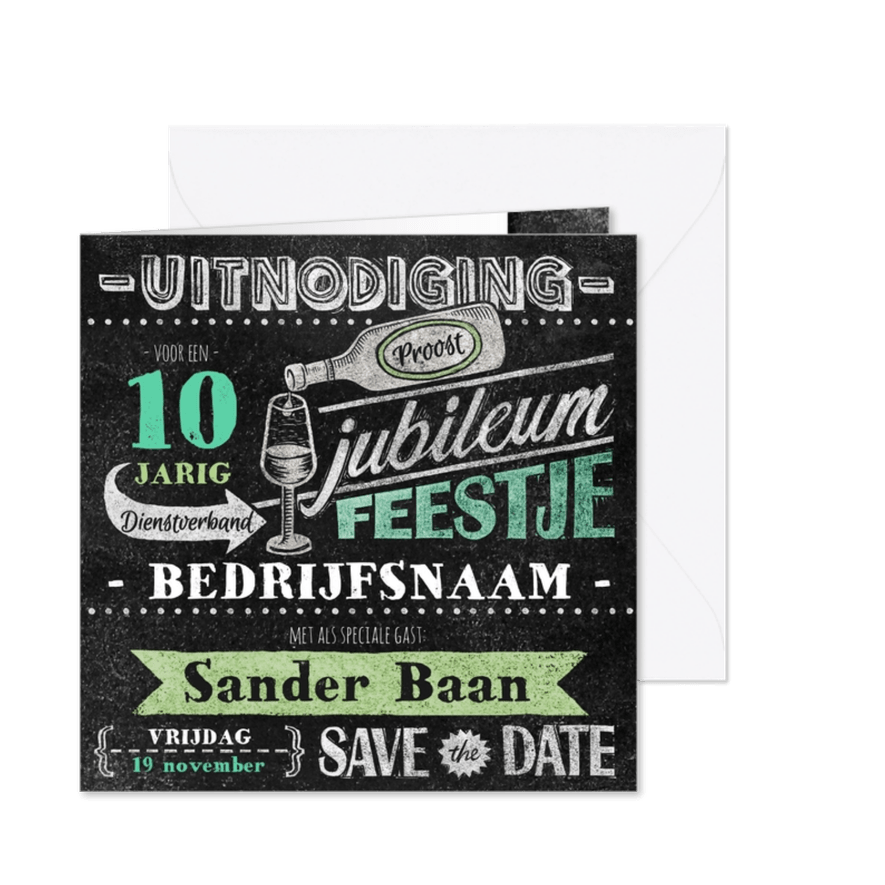 Jubileum werknemer krijtbord stijlvol - Kaartimpressie