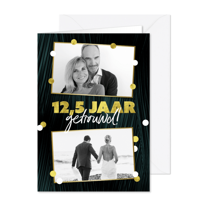 Jubileumfeest tuinfeest bbq confetti foto goud - Kaartimpressie